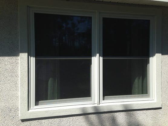 A window with two different shades of windows.