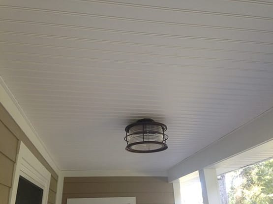 A ceiling light in the middle of a room.